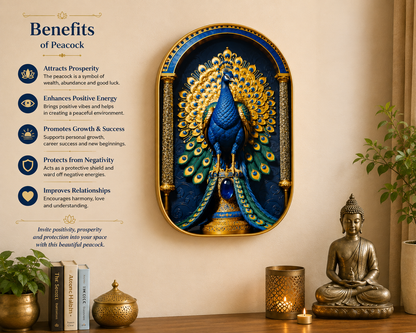 Pyrite & Lapis Peacock Frame