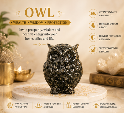 Pyrite Owl – Symbol of Wisdom, Protection & Prosperity