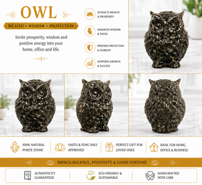 Pyrite Owl – Symbol of Wisdom, Protection & Prosperity