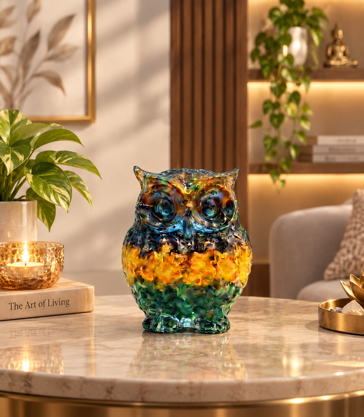 Maa Durga Pyrite Frame & Money Magnet Owl