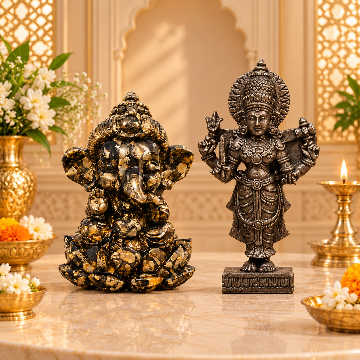 Ganesh Lakshmi Pyrite Idols