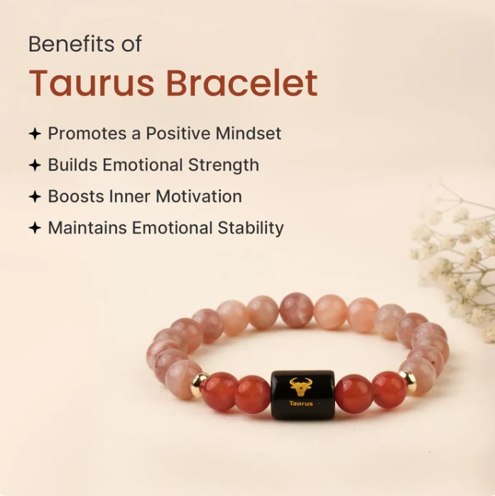 Taurus (वृषभ राशि) Zodiac Sunstone & Carnelian Bracelet
