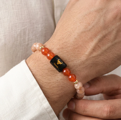 Taurus (वृषभ राशि) Zodiac Sunstone & Carnelian Bracelet