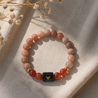 Taurus (वृषभ राशि) Zodiac Sunstone & Carnelian Bracelet
