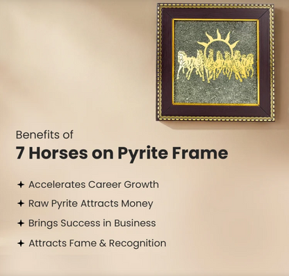 Vastu Shakti Combo – 7 Horses on Pyrite Frame with Pyrite Tortoise