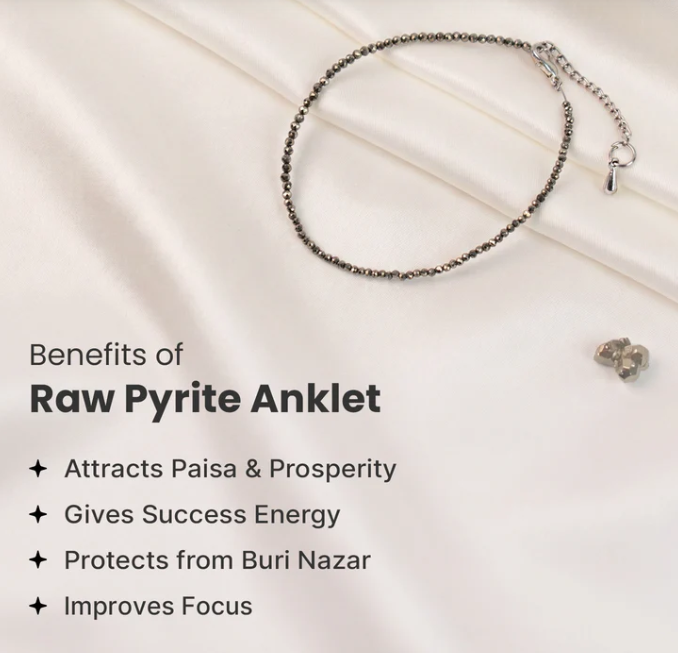 Mahalakshmi Raw Pyrite Anklet with FREE Pyrite stone
