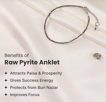 Mahalakshmi Raw Pyrite Anklet with FREE Pyrite stone
