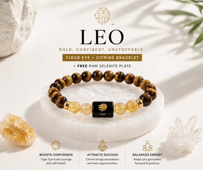 Leo (सिंह राशि) Zodiac Tiger Eye & Citrine Bracelet