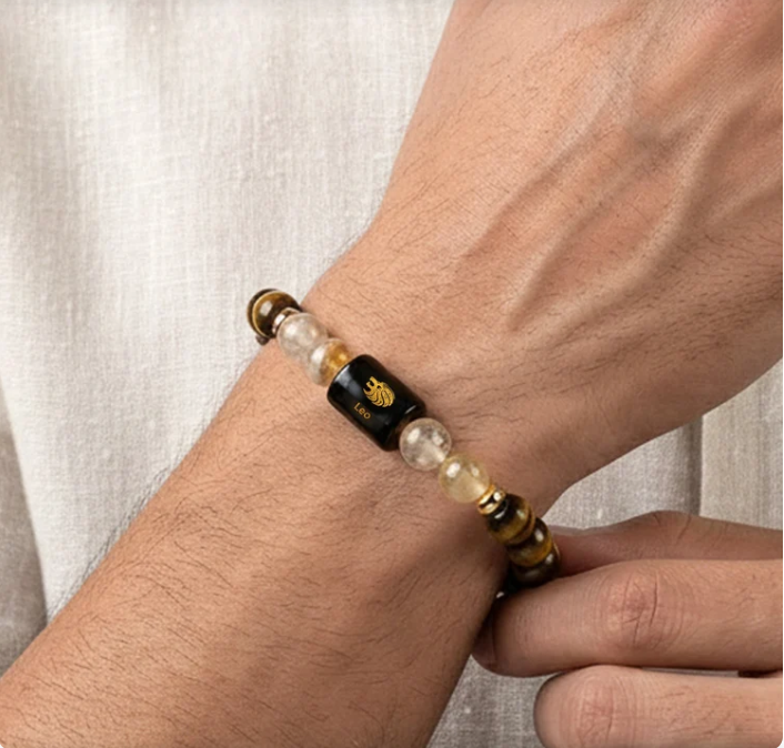 Leo (सिंह राशि) Zodiac Tiger Eye & Citrine Bracelet
